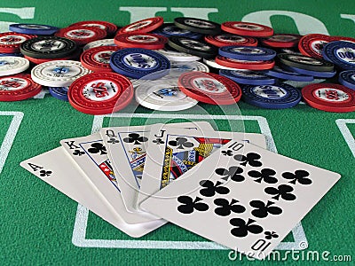 Royal Flush Clubs Stock Photo