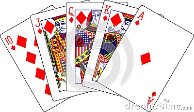 Royal flush diamonds playing cards Vector Illustration