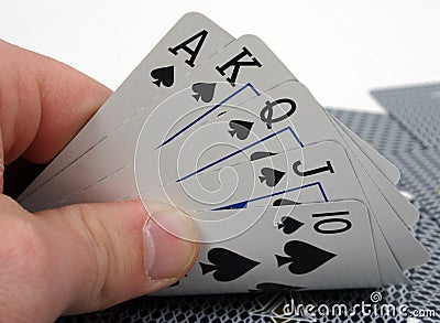 Royal Flush poker hand Stock Photo