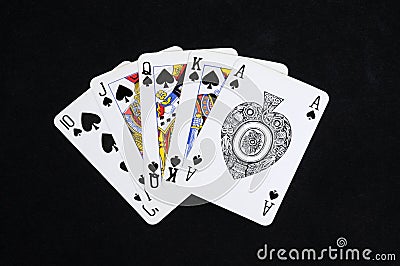 Royal flush poker hand. Stock Photo