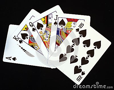 Royal Flush In Spades Stock Photo