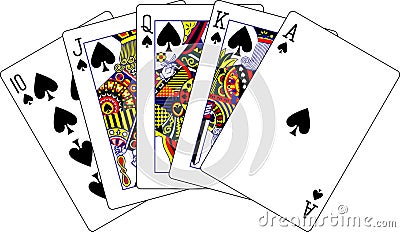 Royal flush spades playing cards Vector Illustration