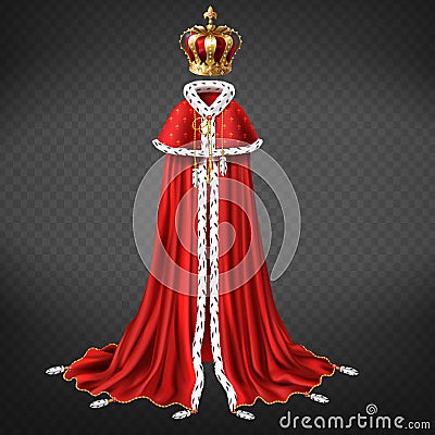Monarch crown and garment realistic vector Vector Illustration