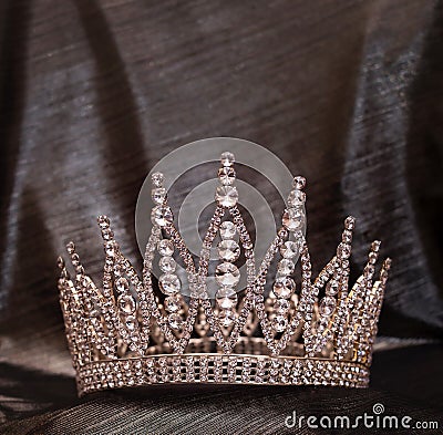 Royal gold crown with crystals, diamonds. Jewellery Stock Photo