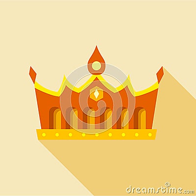 Royal gold crown icon, flat style Vector Illustration