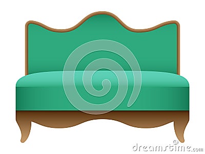 Royal green sofa mockup, realistic style Vector Illustration