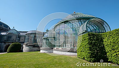 Royal Greenhouses at Laeken, Brussels, Belgium, composed of a complex of a number of greenhouses Editorial Stock Photo