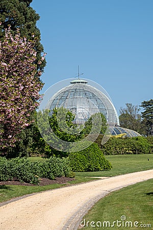 The Royal Greenhouses at Laeken, Brussels, Belgium, composed of a complex of a number of greenhouses. Editorial Stock Photo