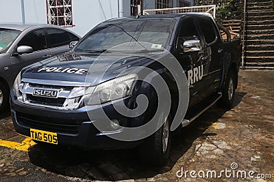 Royal Grenada Police Force car at St. George`s. Editorial Stock Photo