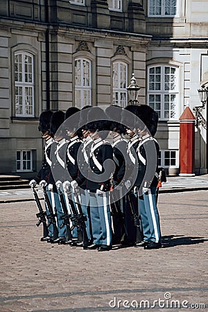 Royal Guard in Amalienborg Castle in Copenhagen in Denmark Editorial Stock Photo