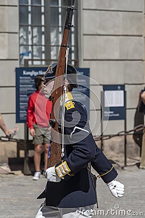 Royal guard outside the Royal Palace Stockholm Editorial Stock Photo