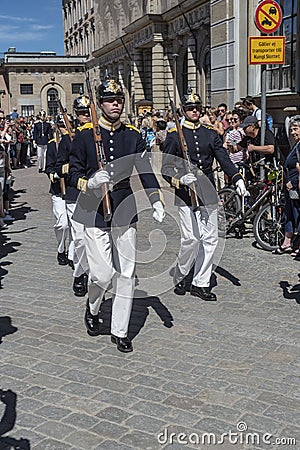 Royal guard outside the Royal Palace Stockholm Editorial Stock Photo