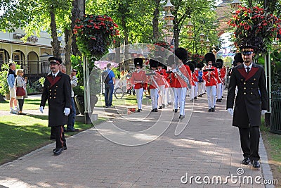 Royal Guards Parade in Tivoli park, Copenhagen Editorial Stock Photo