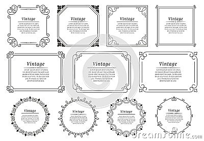 Royal hand drawn text frame. Retro elegant graphic frame, vintage ornamental border and decorative book emblem vector Vector Illustration