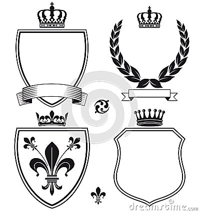 Royal Heraldic Crests or Emblems Vector Illustration