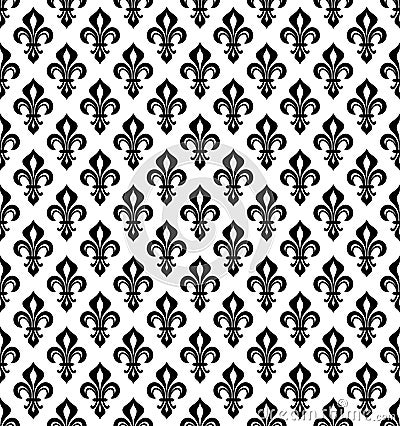 Royal heraldic Lilies, seamless pattern Vector Illustration