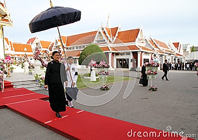 Royal Highness Princess Maha Chakri Sirindhorn attend the funeral Chumphon Sinlapa-a-cha at Thepsirin temple Editorial Stock Photo