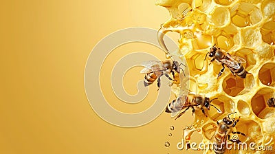 royal jelly produced by bees, emphasizing its natural richness and nutritional benefits. Stock Photo