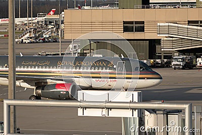 Royal Jordanian Airlines Airbus A319-132 in Zurich in Switzerland Editorial Stock Photo