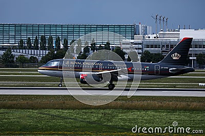 Royal Jordanian plane taxiing in airport Editorial Stock Photo