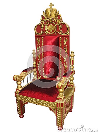 Royal King Red And Golden Throne Chair Isolated Stock 