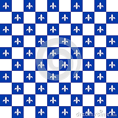 Royal lily seamless pattern. Canadian province of Quebec background. Fleur de lys checkered pattern. Vector template for Vector Illustration