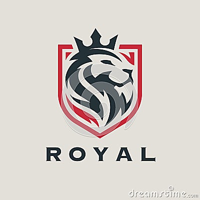 Royal lion shield logo Vector Illustration