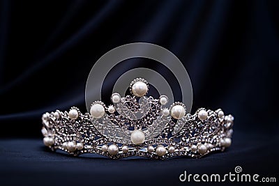 Royal luxury diadem with crystals, pearls ad diamonds. Success Stock Photo