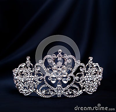 Royal luxury diadem with crystals, pearls ad diamonds. Success Stock Photo