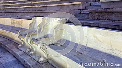Royal marble chairs from Panathenaic Stadium from Athens Stock Photo