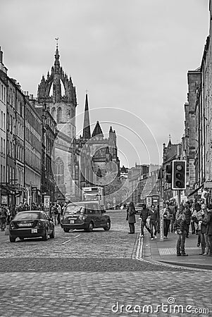 Royal Mile Edinburgh City, Scotland. Editorial Stock Photo