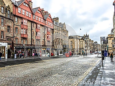 The Royal Mile street in Edinburgh old town, UK Editorial Stock Photo