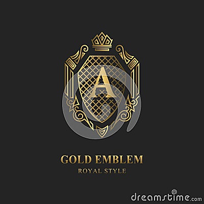 Royal monogram design. Luxury volumetric logo template. 3d line ornament. Emblem with letter A for Business sign, badge, crest, la Vector Illustration