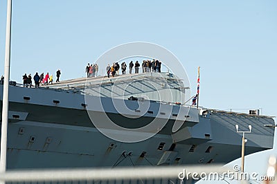 HMS Queen Elizabeth crew families go onboard Editorial Stock Photo