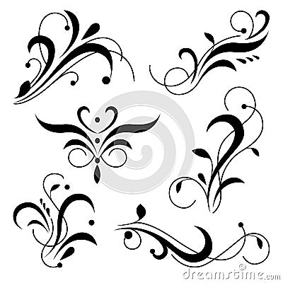 Royal ornament swirls, flourish corners and borders. Classic ornamental design element. Vector Illustration