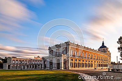 Royal Palace of Aranjuez at sunrise. Long exposure Editorial Stock Photo