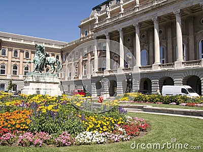 Royal Palace in Budapest at dusk Stock Photo