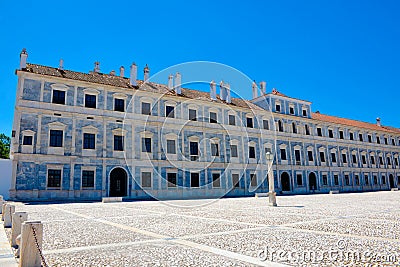 Royal Palace Facade, Gray Marble Ducal House, Travel Portugal Stock Photo