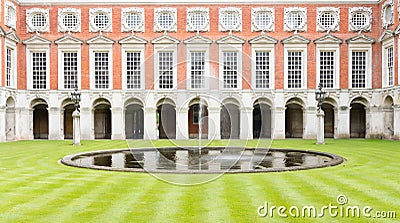 Royal palace Hampton Court fountain courtyard Editorial Stock Photo