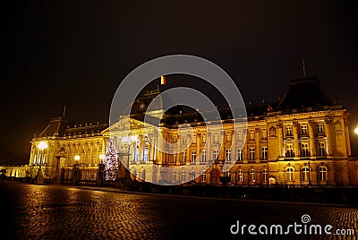 The royal Palais of Brussels at Christmas time Stock Photo