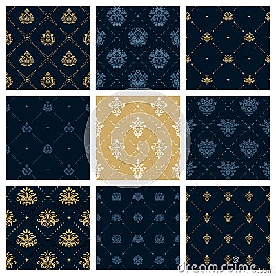 Royal patterns or victorian christmas background set Vector Illustration