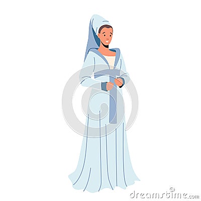 Royal Person Portrait. Medieval Woman in Luxury Royal Dress, Female Character Personage of Middle Ages, Beautiful Lady Vector Illustration