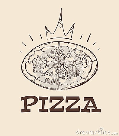 Royal Pizza sketch ,vector eat illustration art Vector Illustration