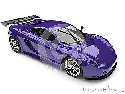 Royal purple modern fast super car - top down view Stock Photo