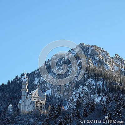 Snowy Neuschwanstein Castle during Winter Stock Photo