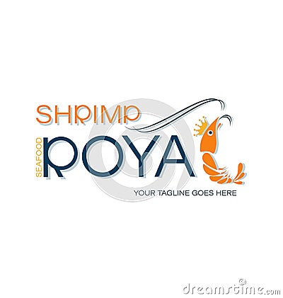 Royal shrimp. Symbol and inscription. Vector Illustration
