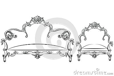 Royal Sofa and Armchair set Vector Illustration