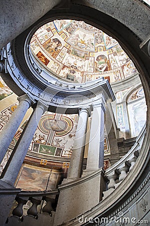 Royal staircase of Farnese palace at Caprarola Editorial Stock Photo