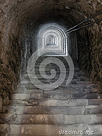 Royal staircase of Fenestrelle fort, Piedmont, Italy Stock Photo