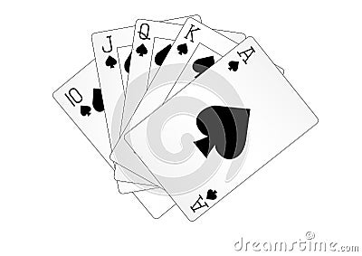 Royal straight flush playing cards poker hand Vector Illustration